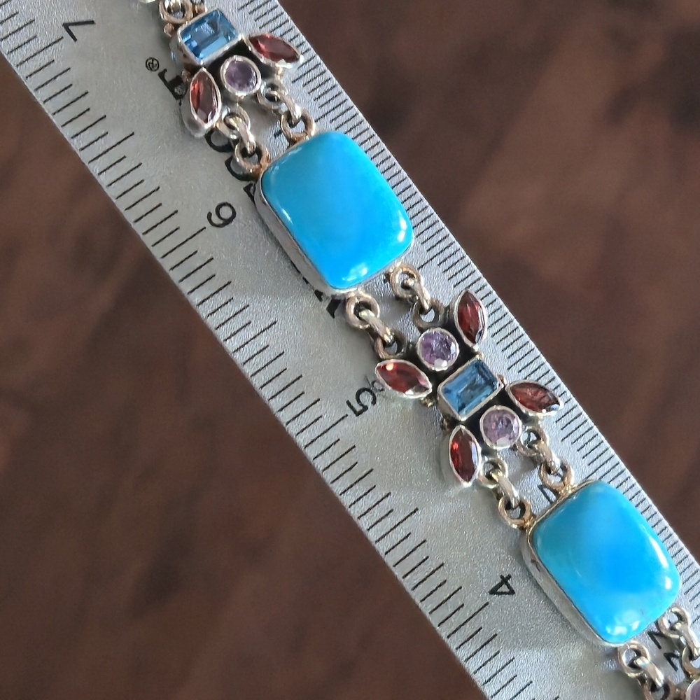 Nicky Butler Turquoise Garnet 925 Sterling Silver Designer Bracelet Amethyst NB - Picture 10 of 16
